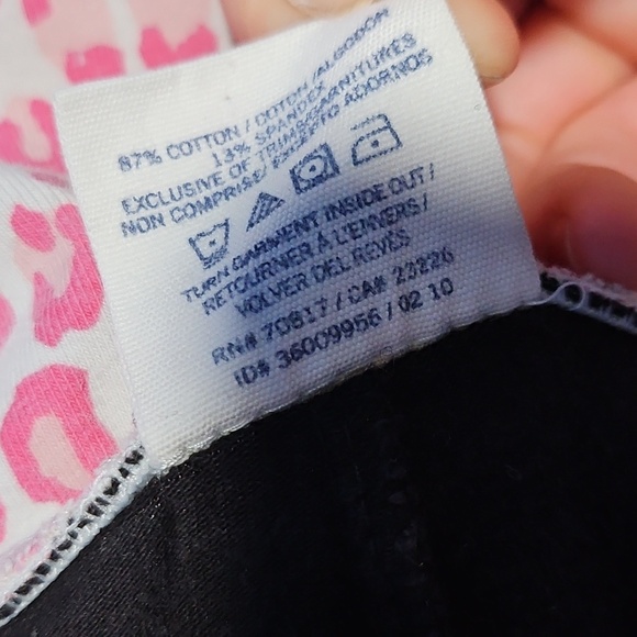 Victoria's Secret PINK Black w/ Pink Leopard Print Foldover Leggings/Yoga Pants. - Picture 12 of 13